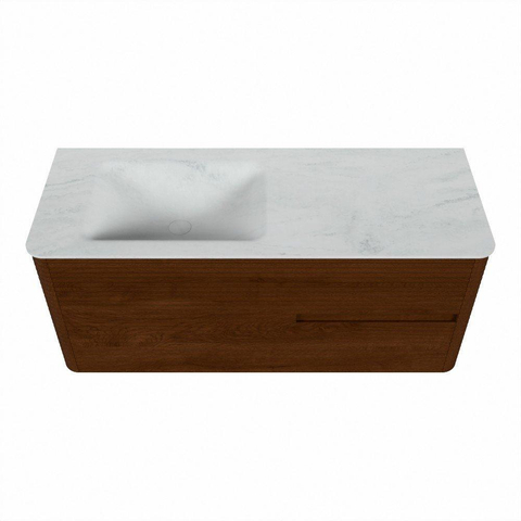 Mondiaz CIRO-DLUX Ensemble de meubles de salle de bains - 120x45x50cm - lavabo en solid surface Opalo - 1 vasque à gauche - sans trous de robinet - 2 tiroirs - Ruby SW1531627