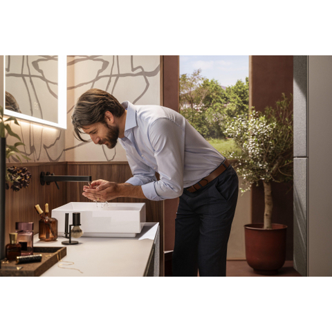 Hansgrohe Finoris 1 greeps wastafelkraan - inbouw - voorsprong 228 mm - met afvoerplug - mat zwart SW651252