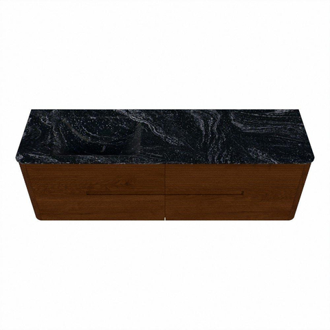 Mondiaz CIRO-DLUX Meuble de salle de bains - 160x45x50cm - Lavabo solid surface Lava - 1 vasque à gauche - 1 trou de robinet - 4 tiroirs - Ruby SW1531601
