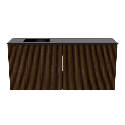 Mondiaz JOYA 90cm meuble de salle de bains - couleur Walnut - Vasque FAYE position Gauche 1 trou de robinet couleur Urban. SW1421345