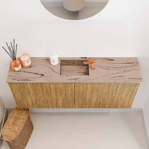 Mondiaz JOYA-DLUX 100cm toiletmeubel - kleur Oak - Wastafel FAYE positie Midden 1 kraangat kleur Arena. SW1423879