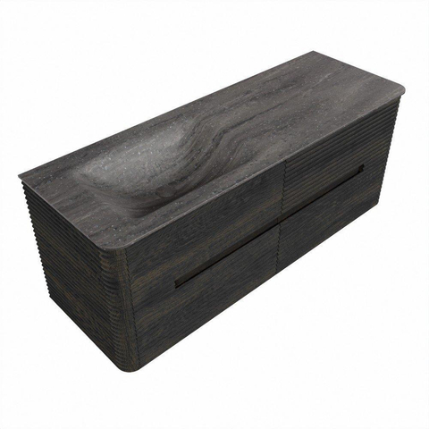 Mondiaz CIRO-DLUX Badkamermeubelset - 130x45x50cm - Solid surface wastafel Oza - 1 wasbak Links - 1 kraangat - 4 lades - Shadow SW1532649