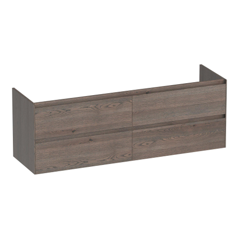 BRAUER Inspire meuble sous-lavabo 160 4 tiroirs softclose - sans poignée - 2 découpes pour siphon - chêne massif - chêne à lamelles noir SW1200665