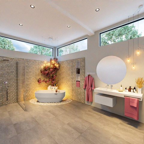 MONDIAZ STONE baignoire autoportante - 170x75cm - lin mat / talc (beige / blanc) SW491522