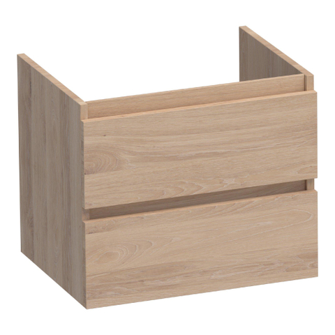 BRAUER Joy meuble sous-lavabo 60 2 tiroirs softclose - sans poignée - 1 découpe pour siphon - chêne massif - lattes de chêne naturel SW393138