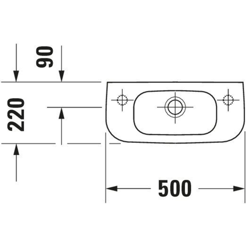 Duravit D Code fontein 50x22cm inclusief kraangat rechts wit 0315107