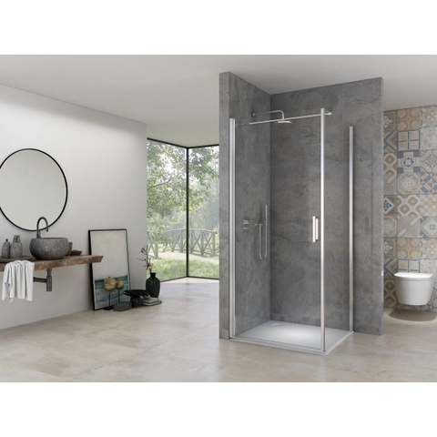 Van Rijn Products ST02 Cabine de douche - 95x95x200cm - barre de stabilisation - verre transparent - 6mm SW405528