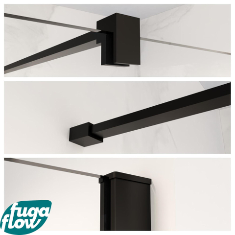 FugaFlow Eccelente Vetro profielset 200cm + stabilisatiestang 120cm mat zwart - SW1125305