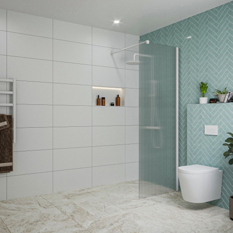 FugaFlow Eccelente Vetro inloopdouche badkamer - 70x200cm - ribbelglas - wandarm - mat wit SW1125046