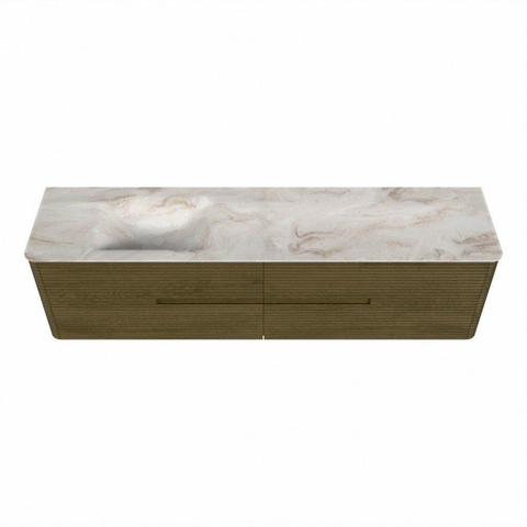 Mondiaz CIRO-DLUX Ensemble de meuble de salle de bains - 190x45x50cm - Plan vasque en solid surface Frappe - 1 vasque à gauche - sans trous de robinet - 4 tiroirs - Dusk SW1532854