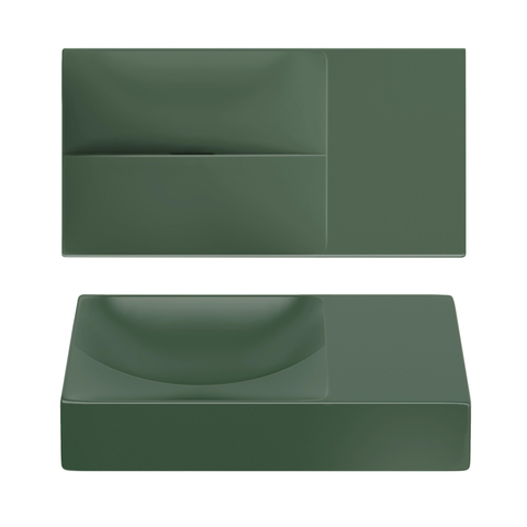 Clou Vale lave-mains - 38x19x7cm - rectangulaire - sans trou robinet - droite - pin vert mat SW809547