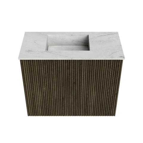 Mondiaz JOYA-DLUX 50cm toiletmeubel - kleur Shadow - Wastafel FAYE positie Links Zonder kraangat kleur Opalo. SW1422901