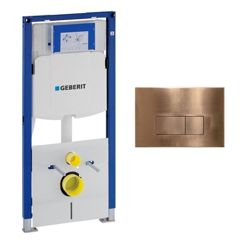 Geberit Duofix Element - UP320 - QeramiQ metal bedieningsplaat - wand - 112cm - rechthoekige knoppen - metaal - geborsteld koper SW976096