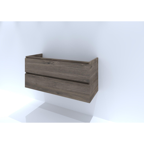 H&R Badmeubelen Infinity Wastafelonderkast - 120x44.8x55cm - 2 lades - greeploos - enkele sifonuitsparing espresso SW529939