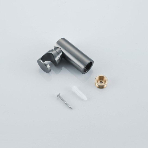 Fortifura Calvi Thermostatische badkraan - met ronde handdouche handdouchehouder en gladde doucheslang - PVD - geborsteld gunmetal (antraciet) SW811976