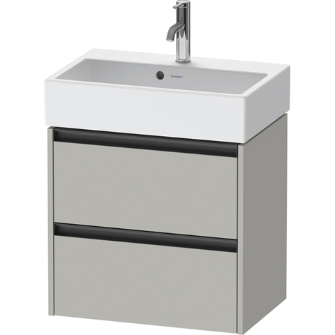 Duravit Ketho 2 Wastafelonderkast - 2 laden - 58.4x39x54.9cm - grepen antraciet - betongrijs mat SW772663