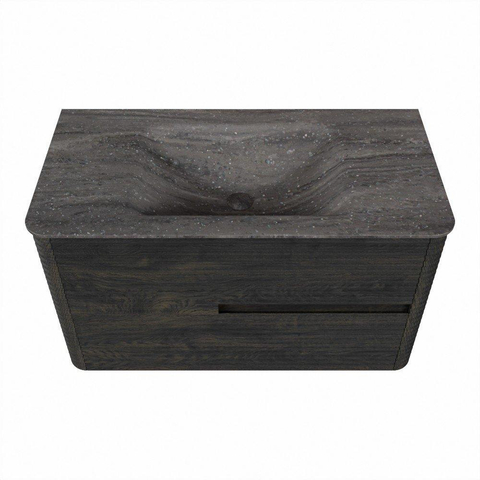 Mondiaz CIRO-DLUX Meuble de salle de bains - 90x45x50cm - Lavabo solid surface Oza - 1 vasque centrale - sans trous de robinetterie - 2 tiroirs - Shadow SW1532667