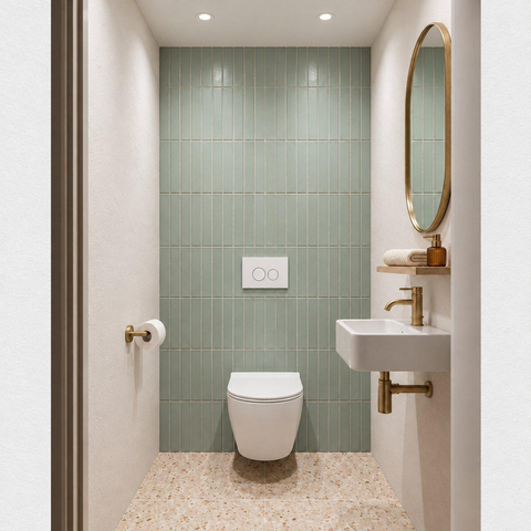 Adema Salina 2.0 Toiletset - 48.5x36x32cm - diepspoel - spoelrandloos - QeramiQ inbouwreservoir - softclose - quickrelease - toiletzitting - mat witte metalen bedieningsplaat - ronde knoppen - wit SW1474595
