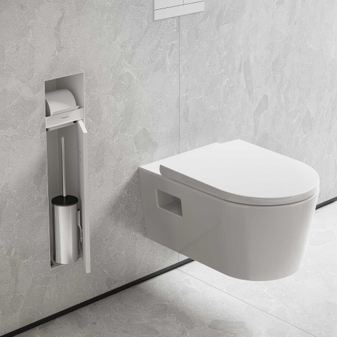 Hansgrohe XtraStoris Rock Porte-brosse WC - porte-rouleau - porte carrelable - blanc mat SW1590300