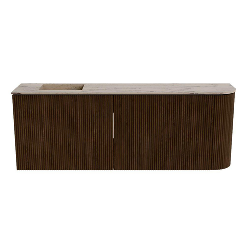 Mondiaz JOYA-DLUX 111.6cm toiletmeubel - ronding rechts kleur Walnut - Wastafel FAYE positie Links Zonder kraangat kleur Arena. SW1424361