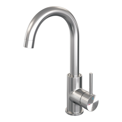 BRAUER Stripe Mitigeur lavabo haut en applique - bec rond pivotant - modèle A - finition PVD brossée couleur inox SW1435025