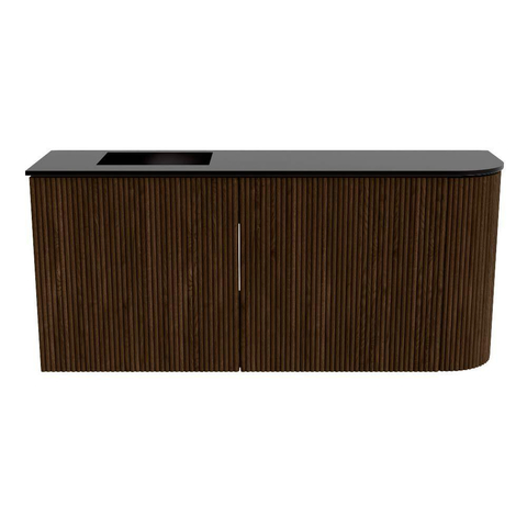 Mondiaz JOYA Meuble de salle de bains 91,6cm - arrondi droit couleur Noyer - Vasque FAYE position Gauche 1 trou de robinet couleur Urban SW1421433