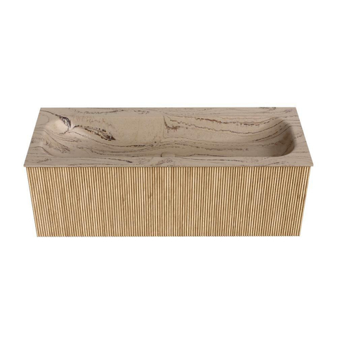 MONDIAZ KURVE-DLUX Meuble de salle de bains 120 cm couleur Oak avec 1 tiroir et 0 porte. Lavabo BIG LARGE Central 1 trou de robinet Arena. SW1431132