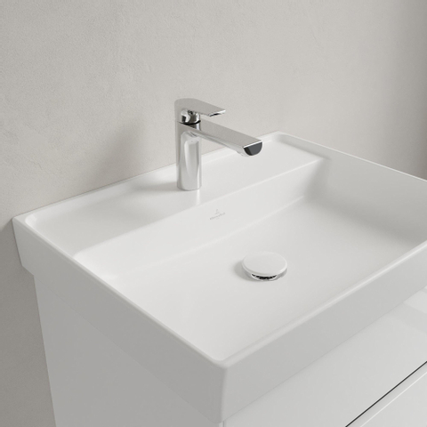 Villeroy & Boch Collaro wastafel - 60x47cm - zonder overloop - 1 kraangat CeramicPlus - Stone White (mat wit) SW358312