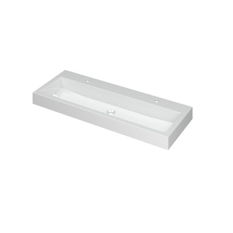 INK Momento wastafel - 120x45x9cm - 1 wasbak - 2 kraangaten - polystone wit glans OUTLETSTORE STORE35579