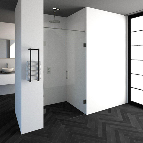 BRAUER Create Porte pivotante 110x200cm en 2 parties sans profilé avec verre de sécurité anticalcaire 8mm Inox brossé SW223762