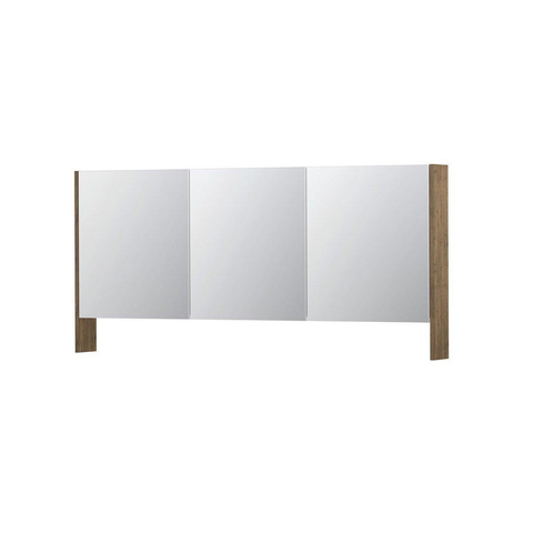 INK SPK3 spiegelkast – 160x74x14 cm – 3 deuren, mat wit planchet – Naturel eiken SW1505779