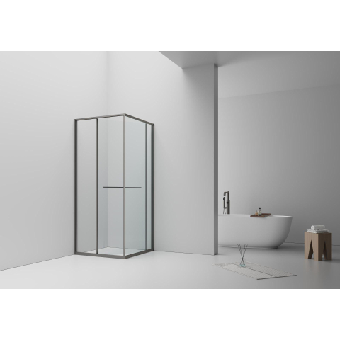 Aloni Inslide Cabine de douche - 90x90x200cm - verre de sécurité - 6mm - réversible - gunmetal SW1418693