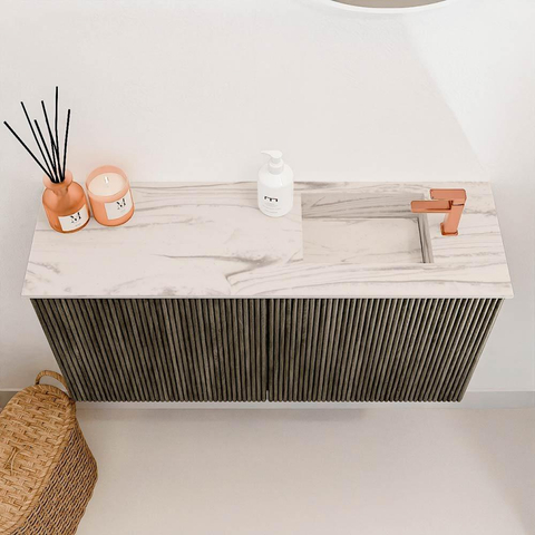 Mondiaz JOYA-DLUX 80cm toiletmeubel - kleur Shadow - Wastafel FAYE positie Rechts 1 kraangat kleur Nata. SW1424956