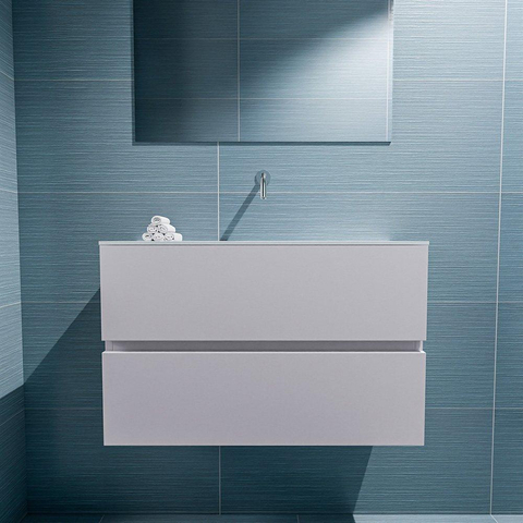MONDIAZ ADA Toiletmeubel 80x30x50cm met 0 kraangaten 2 lades cale mat Wastafel Lex midden Solid Surface Wit SW472713