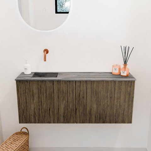 Mondiaz JOYA-DLUX 100cm meuble de toilette - couleur Dusk - Vasque FAYE position Gauche Sans trou de robinet couleur Sombra. SW1426148