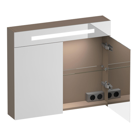 BRAUER Promise Deluxe armoire de toilette – 80 x 70 x 15 cm – LED directe en haut – Moka SW1203675
