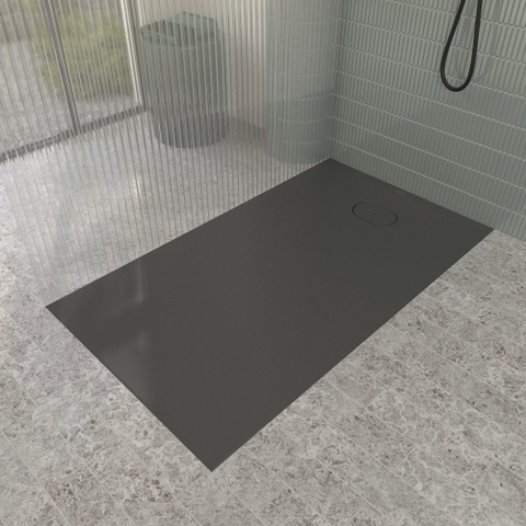 Villeroy & Boch Ecora douchebak - 140x80x3.5cm - afvoer korte zijde - anthracite (antraciet) SW1558863