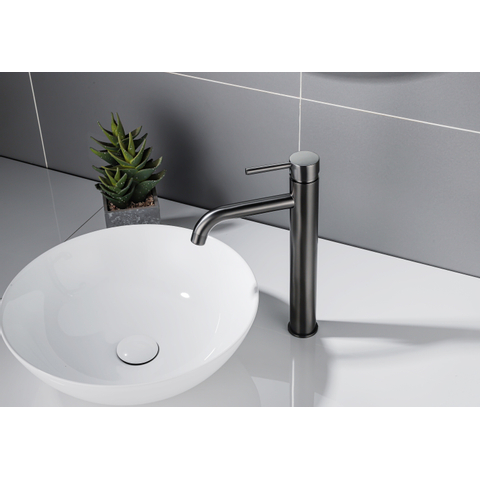 Fortifura Calvi Wastafelkraan - 33.9cm - verhoogd - opbouw - PVD - geborsteld gunmetal (antraciet) SW766541