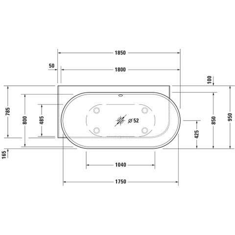 Duravit Luv Bad ovaal - 185x95cm hoek links - met paneel - mat wit SW228001