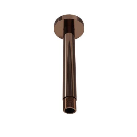 Fortifura Calvi Ensemble de douche à l'italienne - rond - thermostatique - bras plafond - glijstang - douche principale de 25 cm - douchette ronde - flexible lisse - Cuivre brossé PVD SW1244986