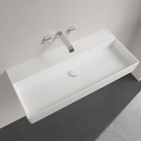 Villeroy & Boch Memento 2.0 lavabo - dessous rectifié 100x47cm - sans trop-plein sans trou de robinet blanc SW358454