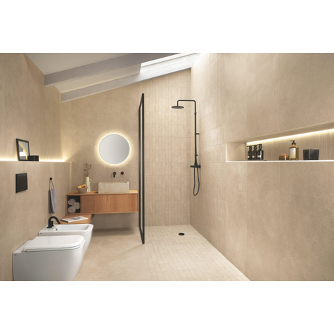 ÉCHANTILLON Terravito Elzino carreau mural et de sol - 80x80cm - rectifié - Aspect pierre naturelle - Beige mat (beige) SW1221606