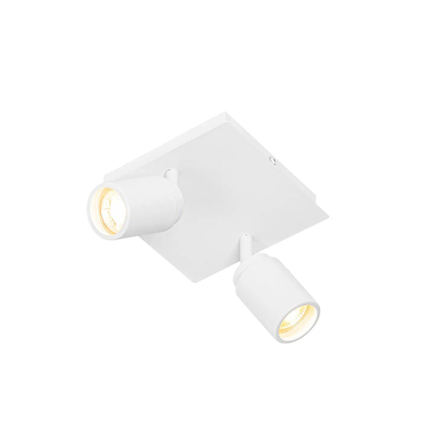 QAZQA Ducha plafonnier de salle de bains - 17x17cm - 2 spots - IP44 - carré - blanc mat SW1187232