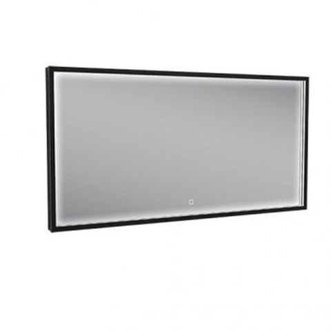 Wiesbaden Avi Spiegel rechthoek - met LED dimbaar en spiegelverwarming - 120x60cm - mat zwart SW373501