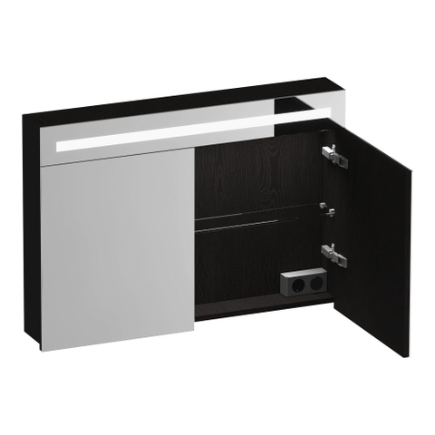 BRAUER Promise armoire de toilette – 99 x 70 x 15 cm – LED directe en haut – 2 portes – Timber Black SW1203699