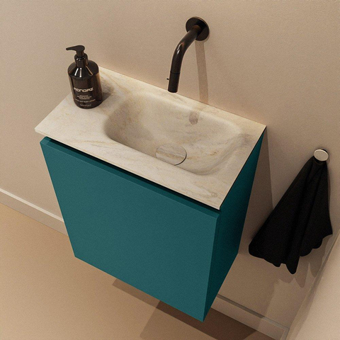 MONDIAZ TURE-DLUX meuble de toilettes 40cm Smag. EDEN lavabo Ostra position à droite. Sans trou de robinet. SW1105095