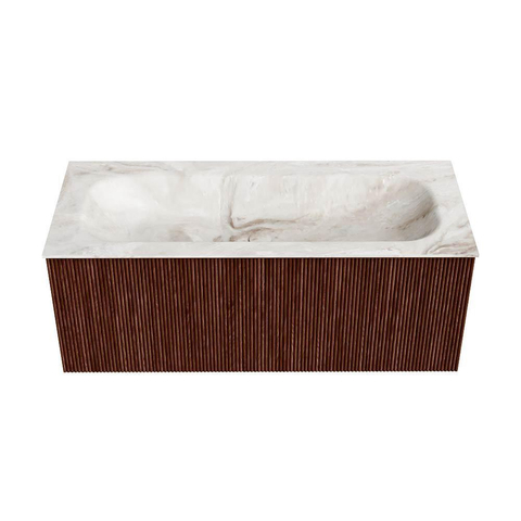 Mondiaz KURVE-DLUX Ensemble de meuble de salle de bains - 110x46x40cm - 1 tiroir - lavabo solid surface - central - sans trou de robinet - Ruby SW1415653