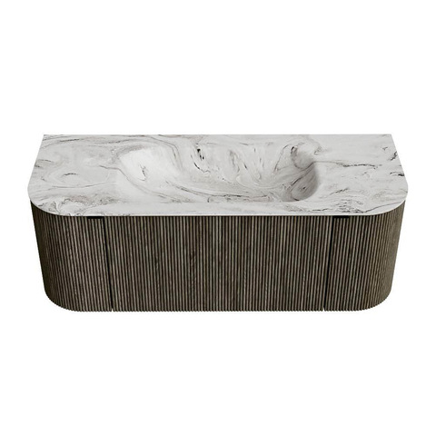 Mondiaz KURVE-DLUX Ensemble de meuble de salle de bains - 120x46x40cm - 1 tiroir - 2 portes - vasque solid surface - central - 1 trou de robinet - Shadow SW1414530