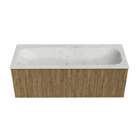 Mondiaz KURVE-DLUX Badkamermeubelset - 120x46x40cm - 1 lade - wastafel solid surface - midden - 2 kraangaten - Dusk SW1414944