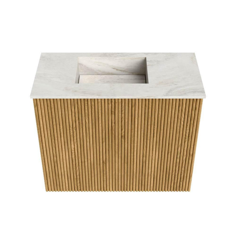 Mondiaz JOYA-DLUX 50cm toiletmeubel - kleur Oak - Wastafel FAYE positie Links Zonder kraangat kleur Ostra. SW1422179